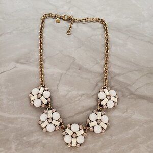 💖 J.Crew White Rhinestones Crystals Cluster Statement Necklace 💖